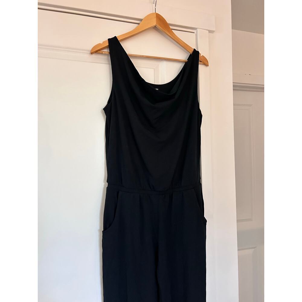 Garnet Hill Black Jersey Lounge Style Jumpsuit Women’s 8 Minimalist Neutral Chic - Picture 3 of 9